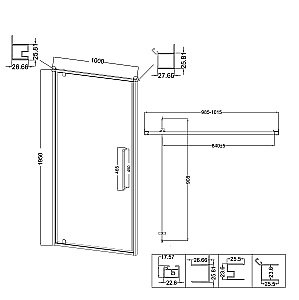 Душевой уголок Niagara Nova NG-85-10AB/NG-A90B-34 100х90 стекло прозрачное/профиль черный матовый купить в интернет-магазине Sanbest
