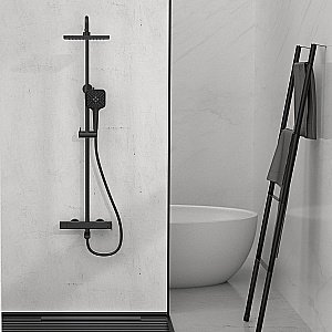 Душевая система Vincea Cube VSFS-1C1MB черная матовая купить в интернет-магазине сантехники Sanbest