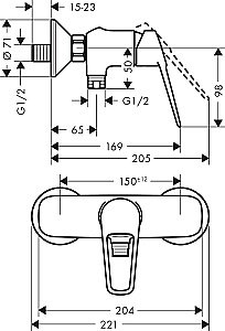 Смеситель для душа Hansgrohe Novus Loop 71360000 купить в интернет-магазине сантехники Sanbest
