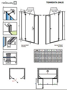 Душевая дверь Radaway Torrenta DWJS 180 R стекло прозрачное/профиль хром купить в интернет-магазине Sanbest