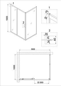 Душевая дверь Niagara Nova NG-82-9AB 90 черная купить в интернет-магазине Sanbest