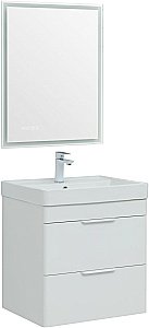 Тумба с раковиной Aquanet Ирис new 60 подвесная белый глянец для ванной в интернет-магазине Sanbest