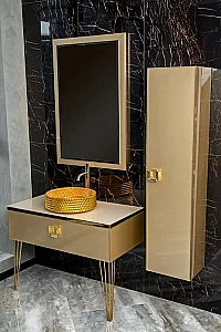 Консоль с раковиной и столешницей Armadi Art LUCIDO 100 светлое золото для ванной в интернет-магазине сантехники Sanbest