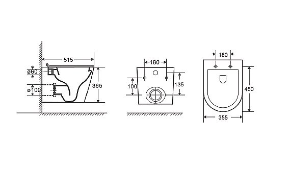 Унитаз подвесной D&K Venice DT1026025 черный матовый безободковый, с крышкой микролифт купить в интернет-магазине Sanbest