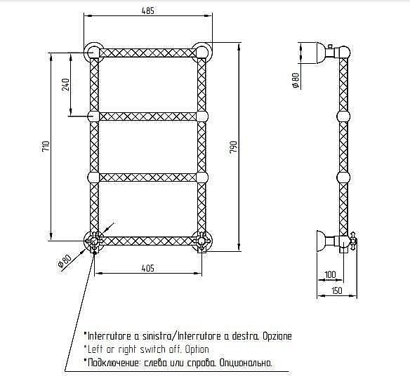 Полотенцесушитель Migliore Cleopatra хром купить в интернет-магазине сантехники Sanbest