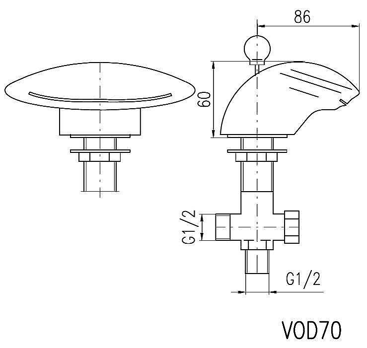 Излив водопад на ванну Rav-Slezak VOD7000 хром купить в интернет-магазине сантехники Sanbest