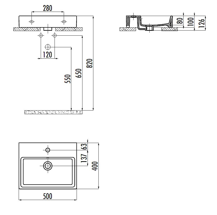 Раковина с кронштейнами Creavit Next 50 NX242-H.00000 белая купить в интернет-магазине Sanbest