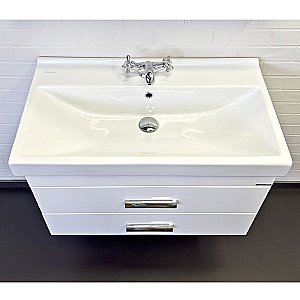 Тумба с раковиной Comforty Никосия 00-00011163 80 белый глянец для ванной в интернет-магазине Sanbest