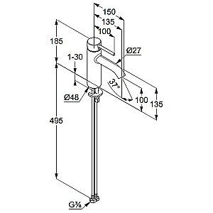 Смеситель для раковины Kludi Bozz 38282N076 золото брашированное купить в интернет-магазине сантехники Sanbest