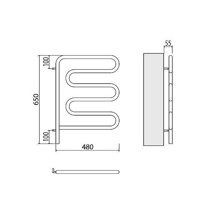 Полотенцесушитель электрический Terminus Ш-образный 450x570 поворотный купить в интернет-магазине сантехники Sanbest