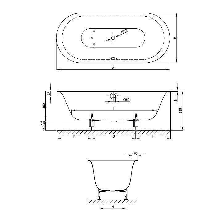 Ванна Bette Lux Oval 3466-000 180x80 Белый купить в интернет-магазине Sanbest