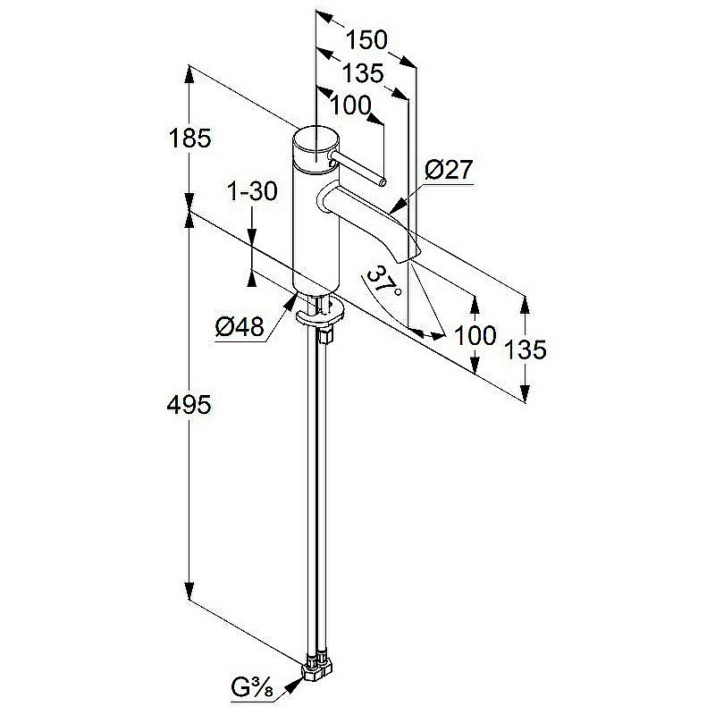 Смеситель для раковины Kludi Bozz 38282N076 золото брашированное купить в интернет-магазине сантехники Sanbest