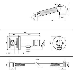 Гигиенический душ Bossini Nikita E37008B.022 бронза купить в интернет-магазине сантехники Sanbest