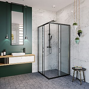 Душевой уголок Alex Baitler 100х100 AB14100B1 стекло прозрачное/профиль черный матовый купить в интернет-магазине Sanbest