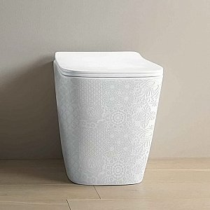 Унитаз приставной Artceram A16 ASV004 01 86 белый глянцевый/декор Cementina купить в интернет-магазине Sanbest