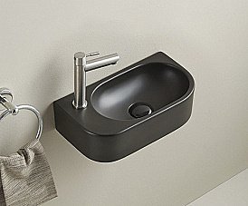 Раковина подвесная Gid Bm9274R черная матовая чаша справа купить в интернет-магазине сантехники Sanbest