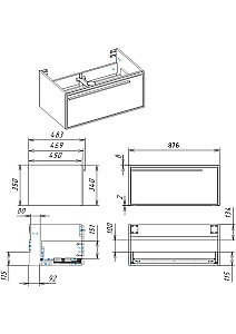 Тумба с раковиной LA FENICE Elba Blu Grigio 90 синяя для ванной в интернет-магазине Sanbest