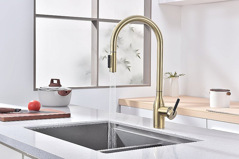 Смеситель для кухни Paulmark Universal Un213880-LG светлое золото купить в интернет-магазине сантехники Sanbest