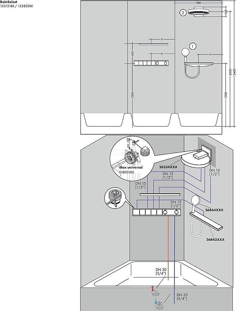 Термостат для душа Hansgrohe RainSelect 15382990 купить в интернет-магазине сантехники Sanbest