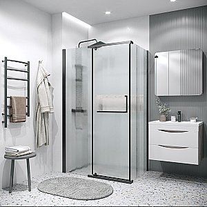 Душевой уголок Grossman Pragma 120.K33.03.1080.21.02 100x80 стекло шиншилла/профиль черный матовый купить в интернет-магазине Sanbest