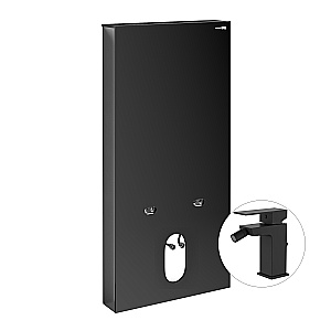 Инсталляция для биде со смесителем WasserKraft Naab 86BDT.050.BL.SQ2006 черная панель/смеситель черный Soft-touch купить в интернет-магазине сантехники Sanbest