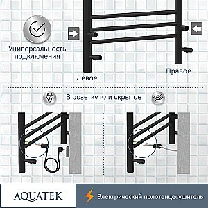 Полотенцесушитель Aquatek Альтаир П7 50х70 AQ EL KP0770BL черный муар купить в интернет-магазине сантехники Sanbest