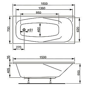 Акриловая ванна VAGNERPLAST ARONIA 150 купить в интернет-магазине Sanbest