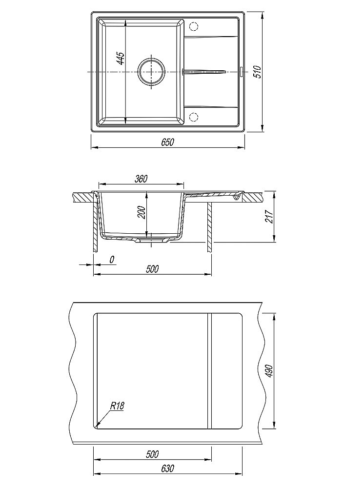 Кухонная мойка Misty Titan 65 TIT-65х51-01 антрацит купить в интернет-магазине сантехники Sanbest