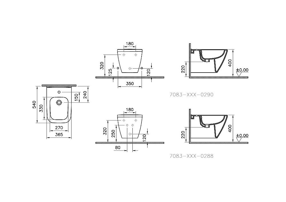 Биде подвесное Vitra INTEGRA SQUARE 7083B003-0288 купить в интернет-магазине Sanbest