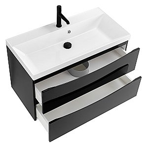 Тумба с раковиной Belbagno MARINO 90 2C-SO/BB900/450-LV-MR-AST Nero Lucido для ванной в интернет-магазине Sanbest