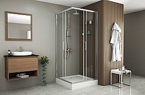 Душевой уголок Bravat DROP BS090.2200A 90х90 стекло прозрачное/профиль хром купить в интернет-магазине Sanbest