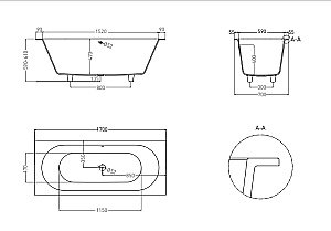 Ванна Salini Ornella AXIS S-Sense 170x70 104613G белая купить в интернет-магазине Sanbest