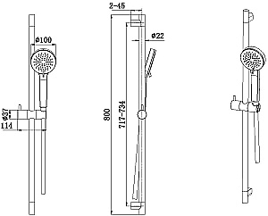 Душевой гарнитур Allen Brau Eclipse 5.E1008-MG графит брашированный купить в интернет-магазине сантехники Sanbest