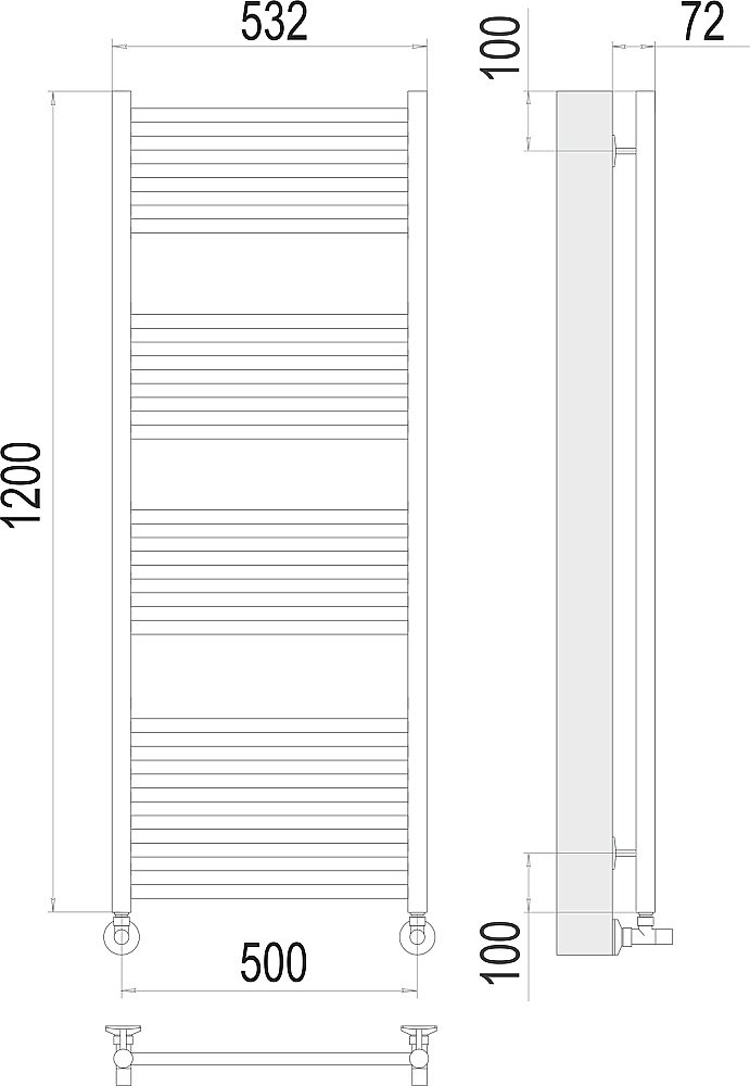 Полотенцесушитель водяной Terminus Аврора П22 500х1200 купить в интернет-магазине сантехники Sanbest