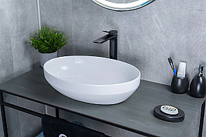 Раковина накладная Gid Lago 50 D1469 51196 белая купить в интернет-магазине Sanbest