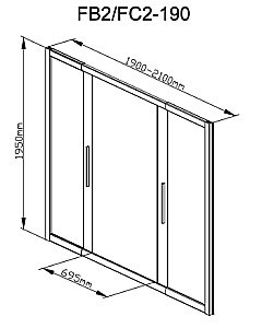 Душевая дверь DTO FB2 190-210 98865 с рисунком/профиль черный купить в интернет-магазине Sanbest