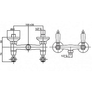 Смеситель для душа Cezares FIRST-DS-03/24-Bi золото 24 карат купить в интернет-магазине сантехники Sanbest