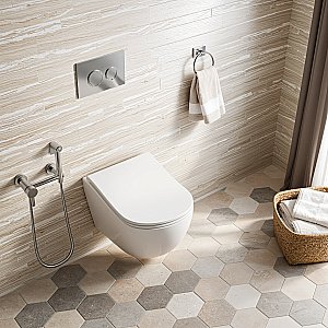 Унитаз подвесной D&K Munchen DT1566516 белый, безободковый, с крышкой микролифт, слив торнадо купить в интернет-магазине Sanbest