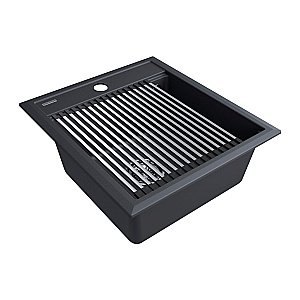 Кухонная мойка Paulmark STEPIA 45 + ролл-мат STEP PM114651-AN+R375-BS антрацит купить в интернет-магазине сантехники Sanbest