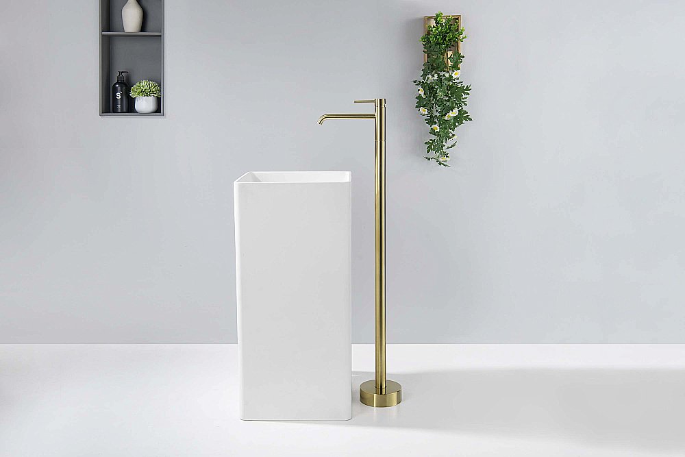 Смеситель для раковины Европа AQ1309BG золото шлифованное купить в интернет-магазине сантехники Sanbest