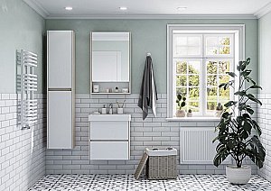 Зеркальный шкаф Акватон Сканди 45 белый/дуб верона купить в интернет-магазине сантехники Sanbest