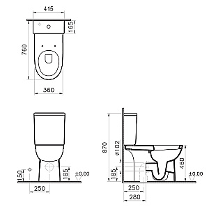 Унитаз-компакт VitrA Conforma 9899B003-7200 с бачком, с сиденьем без микролифта, белый купить в интернет-магазине Sanbest