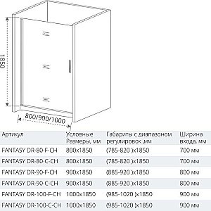 Душевой уголок Good door FANTASY DR+SP 90x90 прозрачный с рисунком купить в интернет-магазине Sanbest