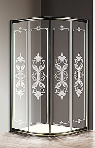 Душевой уголок Cezares Giubileo 90х90 GIUBILEO-R-2-90-SCORREVOLE-CP-Br стекло прозрачное с рисунком/профиль бронза матовый купить в интернет-магазине Sanbest