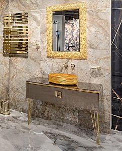 Консоль с раковиной и столешницей Armadi Art LUCIDO DELMAR 100 коричневый для ванной в интернет-магазине сантехники Sanbest