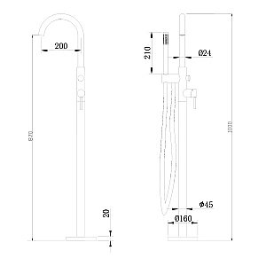 Смеситель для ванны ABBER Wasser Kreis AF8115BN черный матовый купить в интернет-магазине сантехники Sanbest