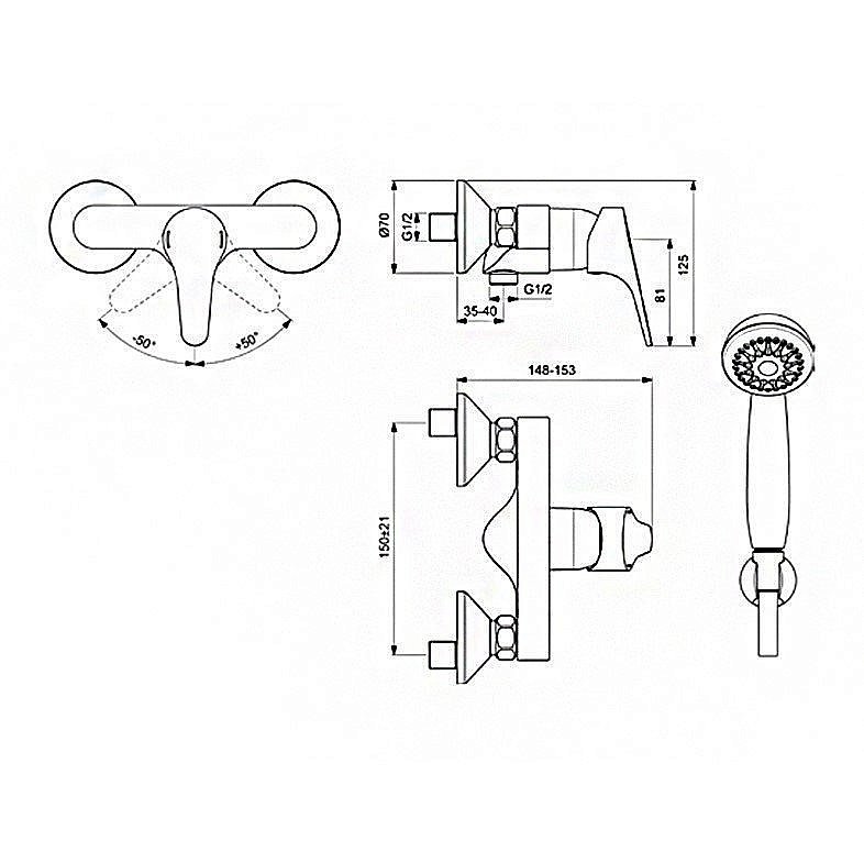 Смеситель для душа Vidima Next BA370AA купить в интернет-магазине сантехники Sanbest