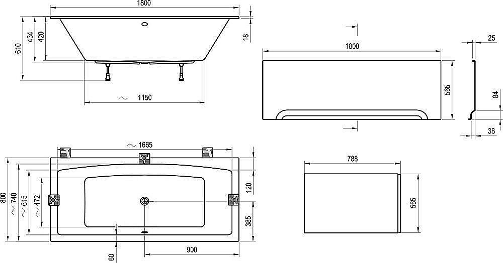Ванна акриловая Ravak FORMY SLIM C891300000 180x80 купить в интернет-магазине Sanbest