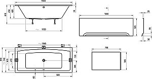 Ванна акриловая Ravak FORMY SLIM C891300000 180x80 купить в интернет-магазине Sanbest