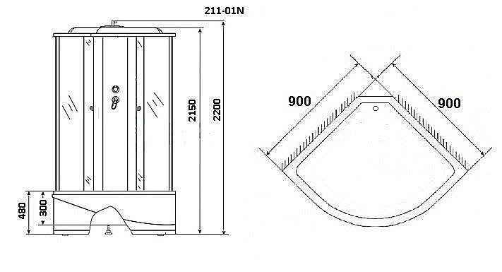 Душевая кабина Niagara Ultra NG-211 90х90 купить в интернет-магазине Sanbest